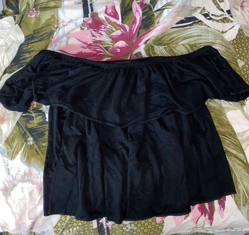 Topshop Topshop petite Bardot frill crop top