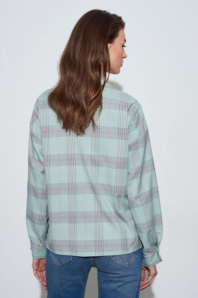 Dilvin Dilvin Women's Oversized Plaid Woven Shirt - 2