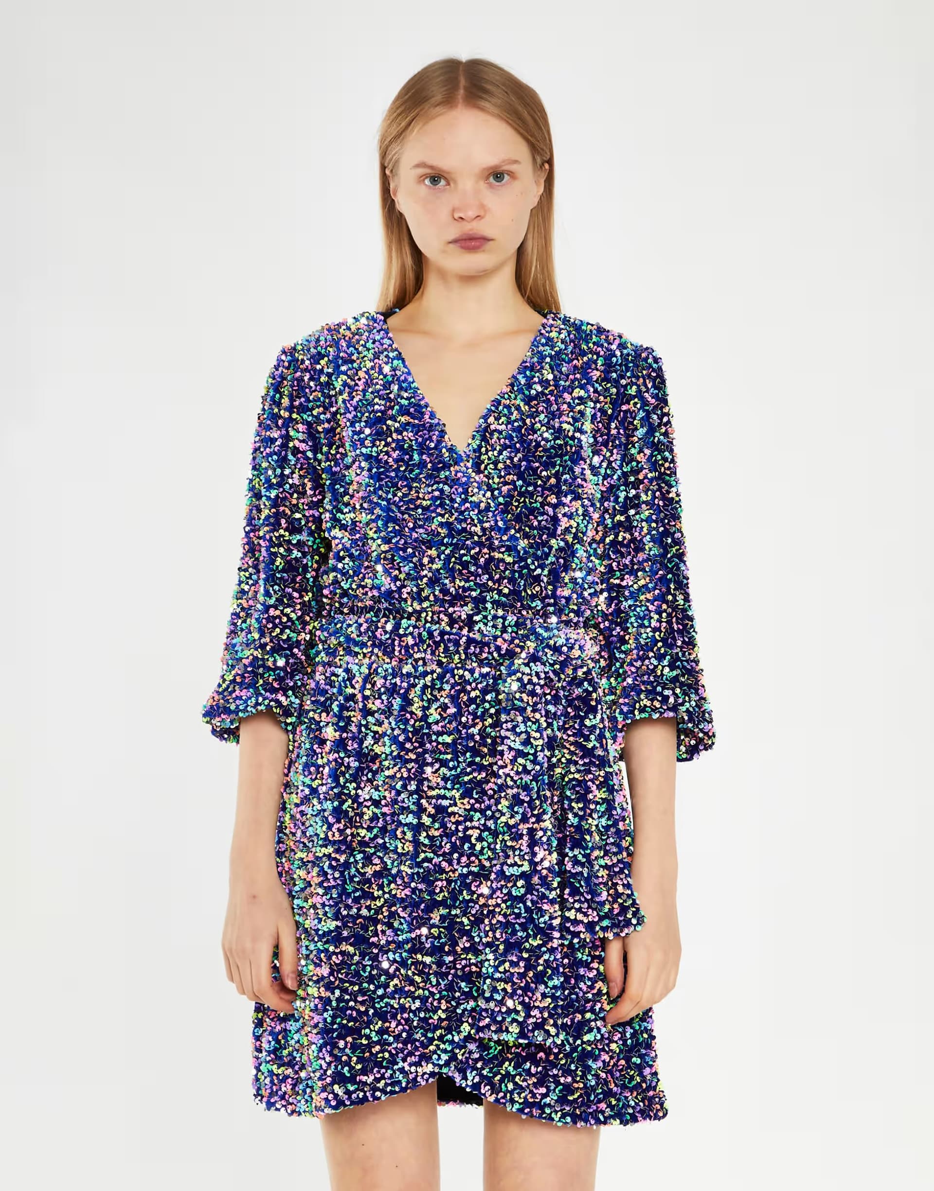 ASOS Glamorous Sequin wrap dress in navy multi sequin