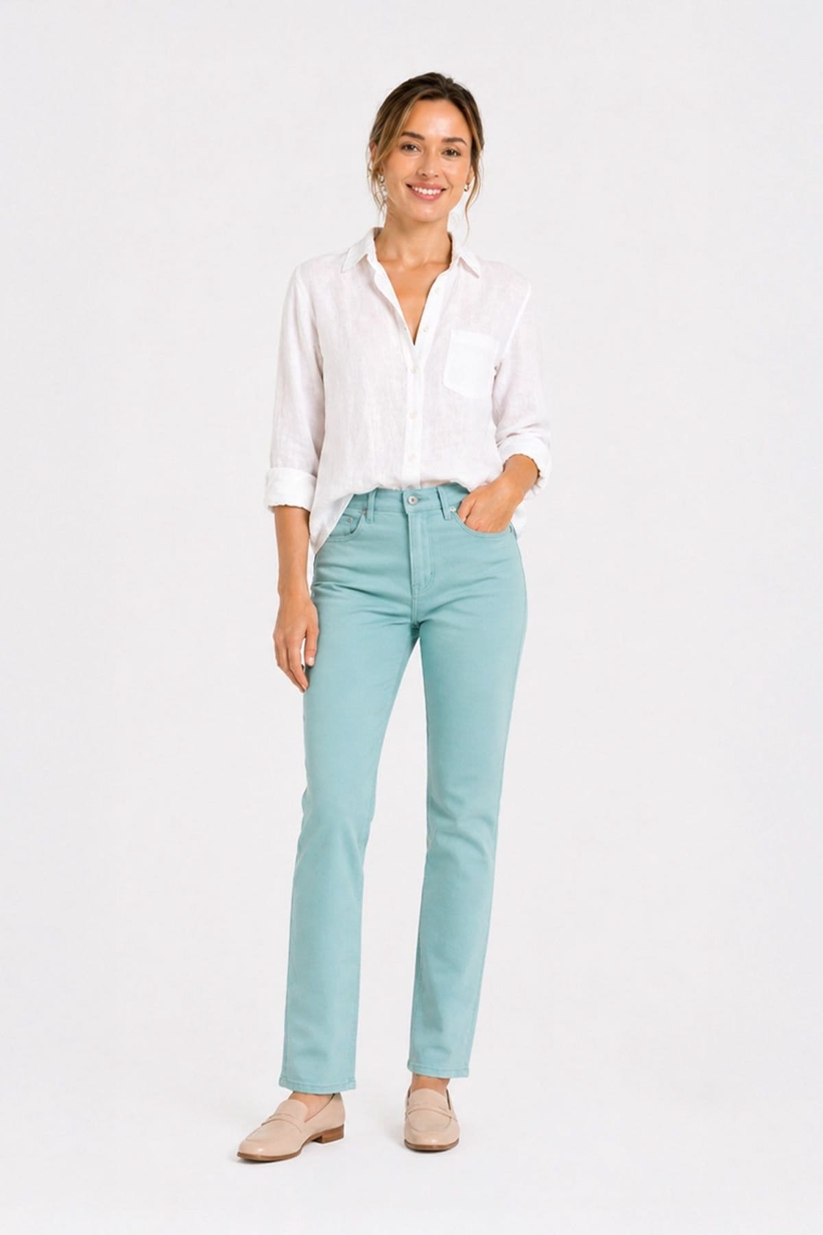 Kettlewell Women's Duck Egg Blue Denim Full Length Jeans