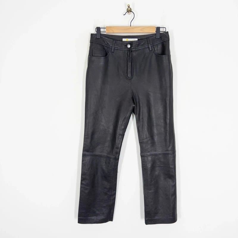 Boden Boden Grosvenor Real Leather Trousers Size 8 NEW Black Straight Leg RRP £320
