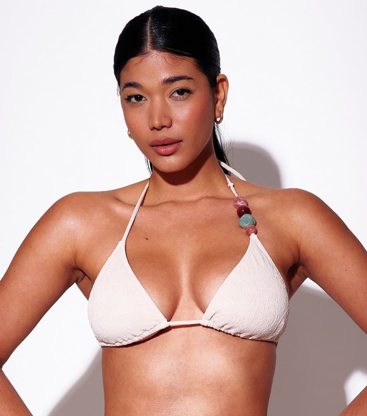 South Beach South Beach Cream Crochet Triangle Bikini Top