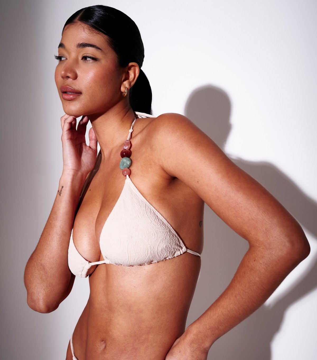 South Beach Women's Cream Crotchet Triangle Bikini Top South Beach New Look - 2