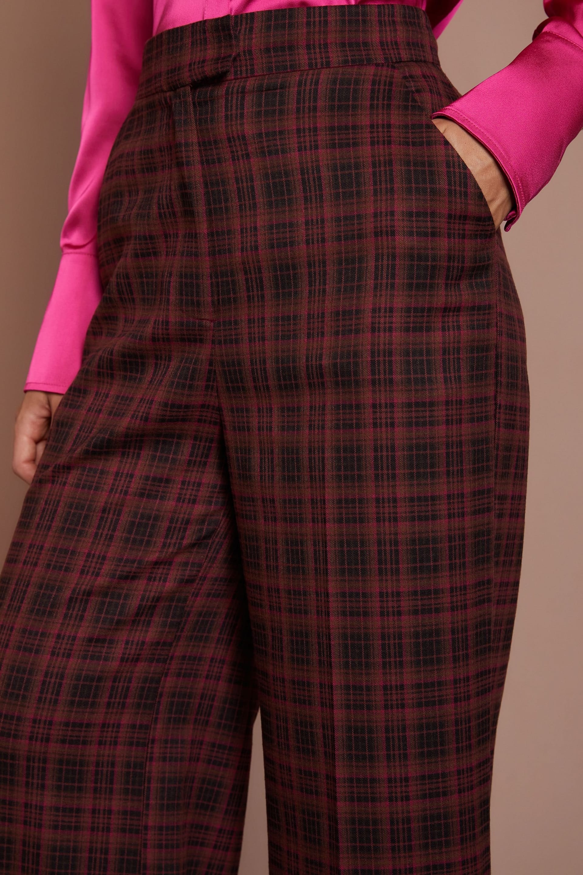 Coast Coast Women's Check Formal Trousers in Berry - 4