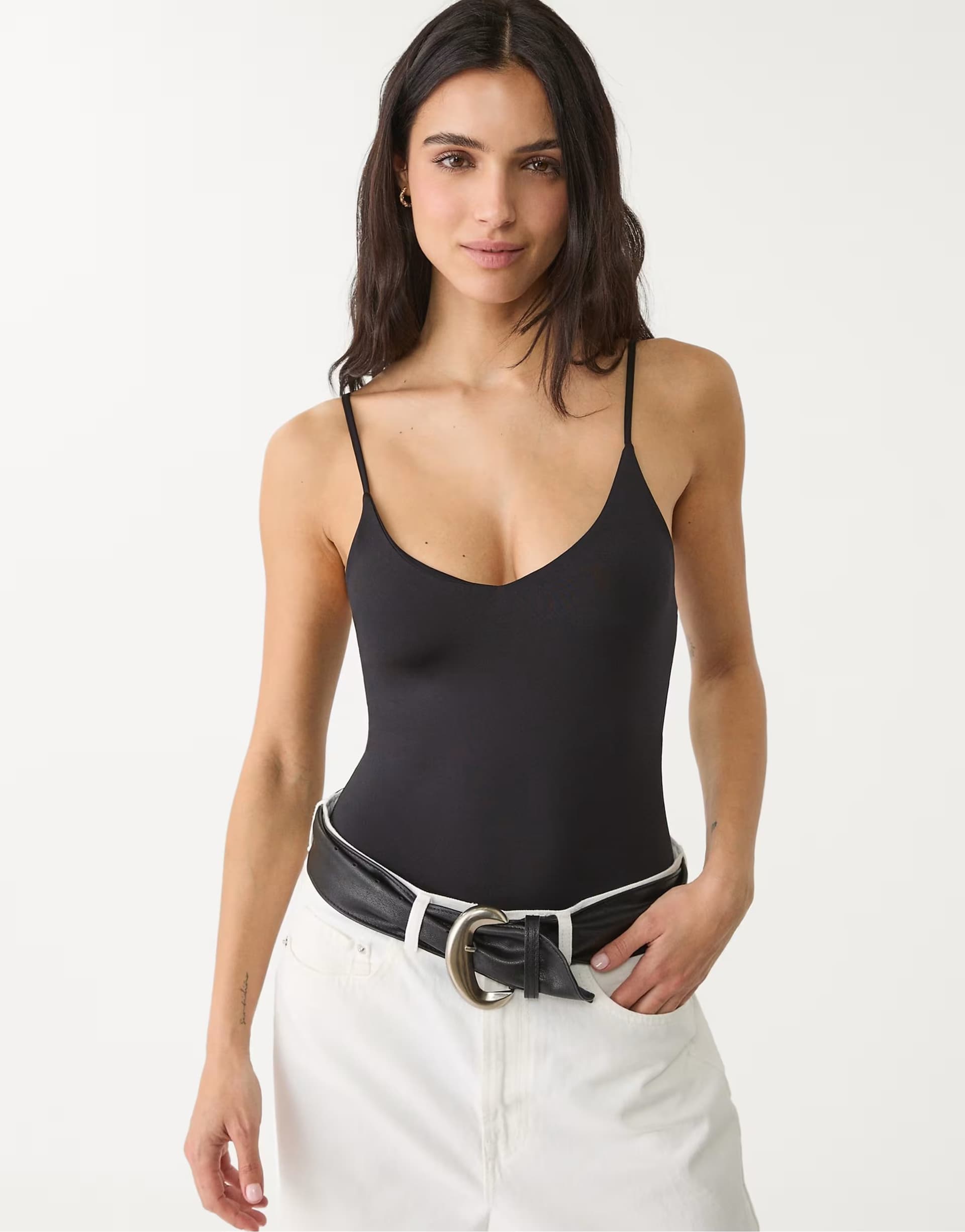 ASOS Stradivarius bodysuit with straps in black