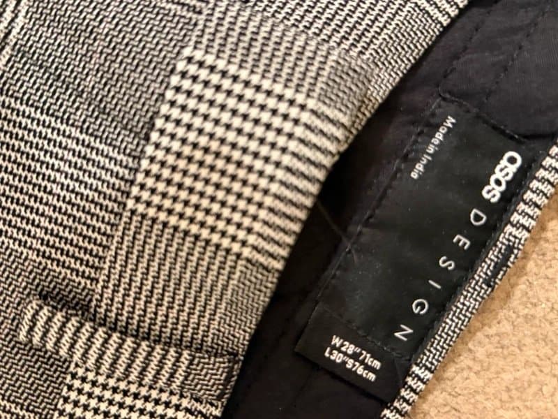 ASOS ASOS Design men’s smart slim skinny suit trousers chequered grey black white 28S short