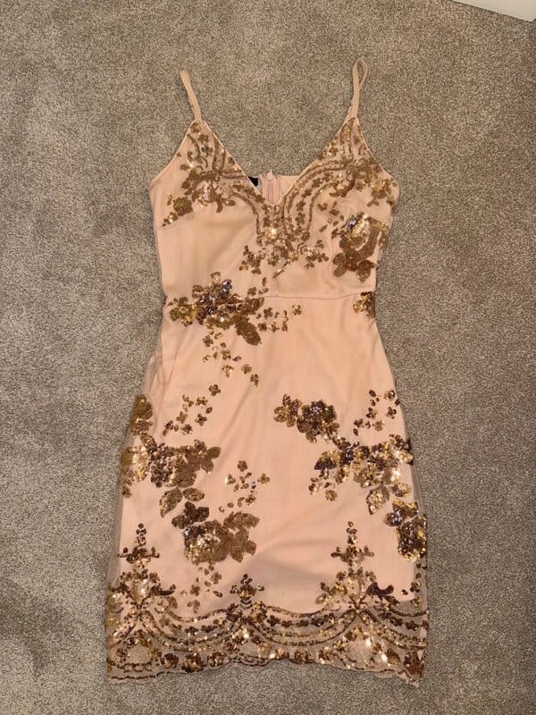 New Look Rose Gold Floral Mini Dress Size 8