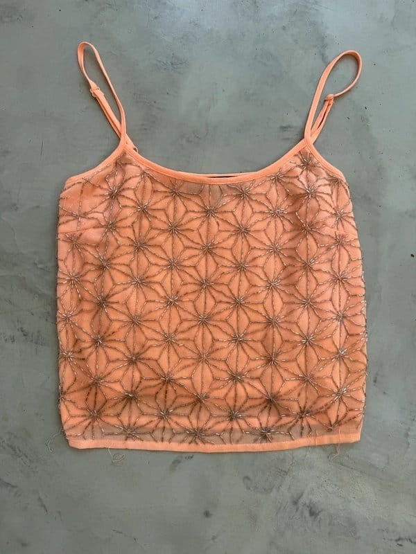Topshop Coral Embellished Crop Top Size 6 Petite
