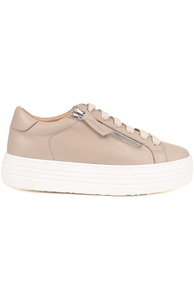 Jones Bootmaker Jones Bootmaker Women's Amaliada Leather Platform Trainers in Stone - 2
