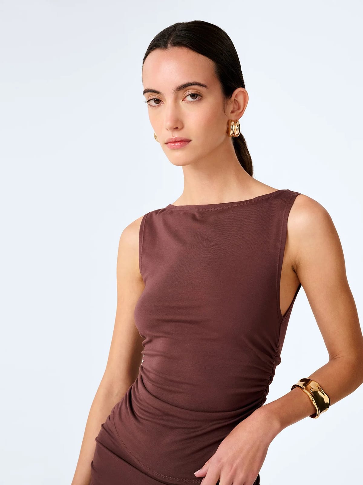 OMNES Delia Top in Brown - 1