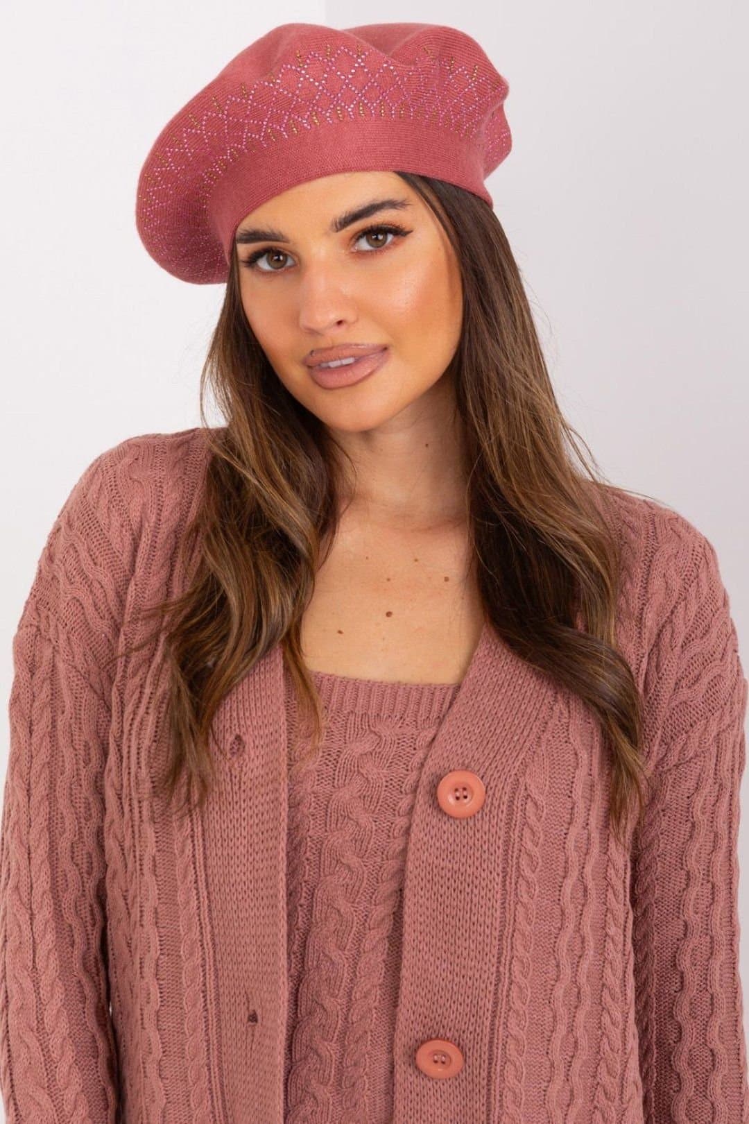 Love Lace Love Lace Women's Classic Wool Beret Hat Soft Warm Everyday Street Style Headwear in Pink