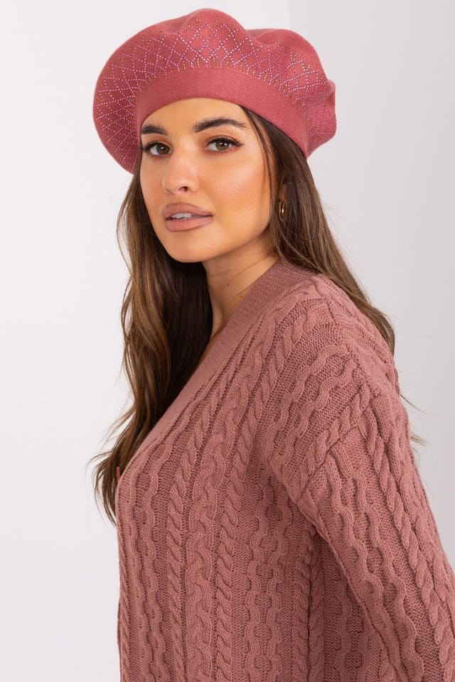 Love Lace Love Lace Women's Classic Wool Beret Hat Soft Warm Everyday Street Style Headwear in Pink - 2
