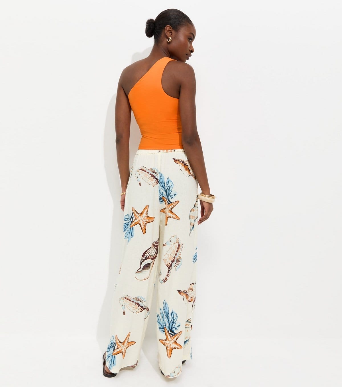 New Look Women's Bright Orange Slinky One Shoulder Top New Look - 4