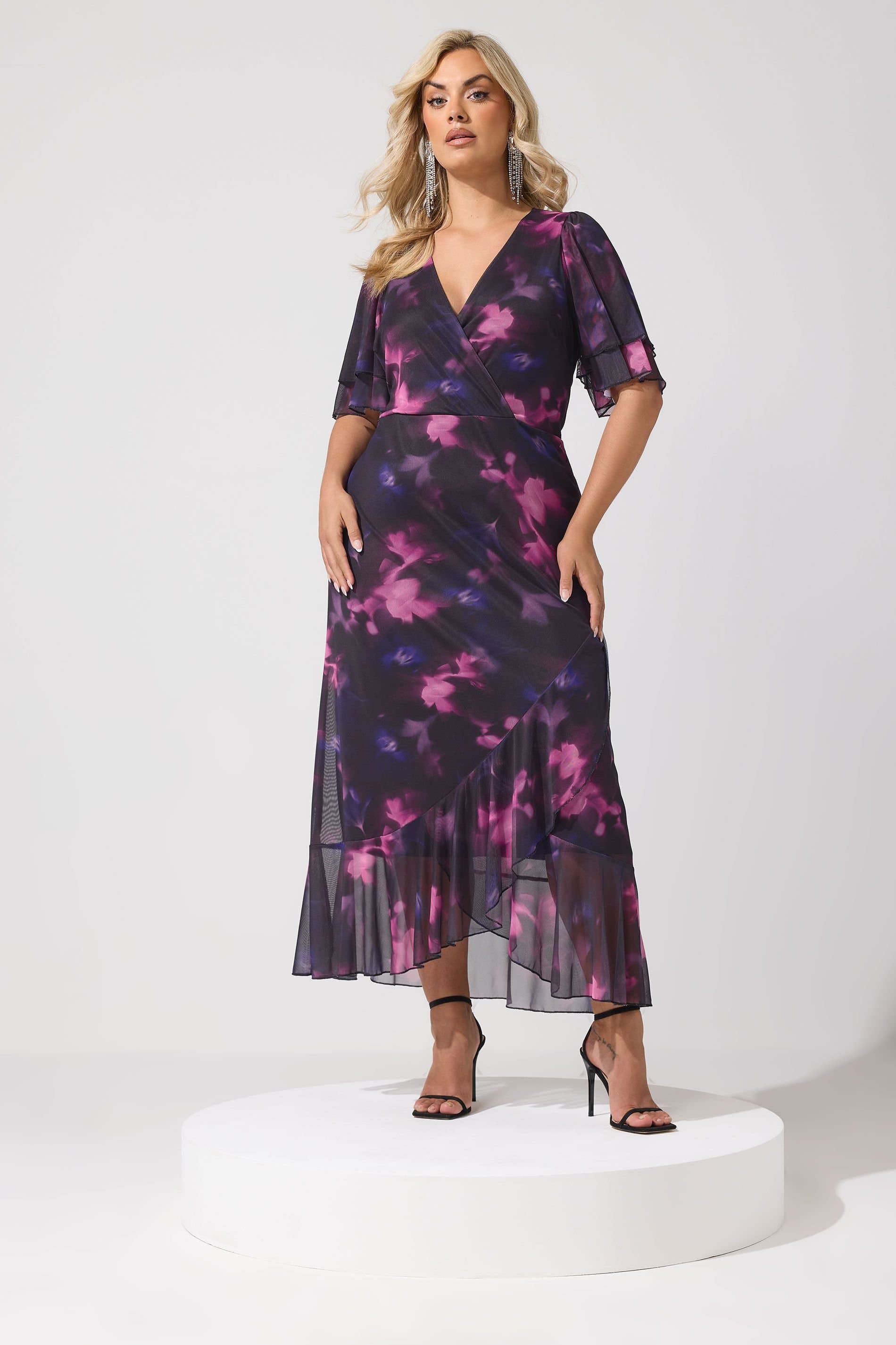 Yours Yours Women's Midi Wrap Dress in Purple