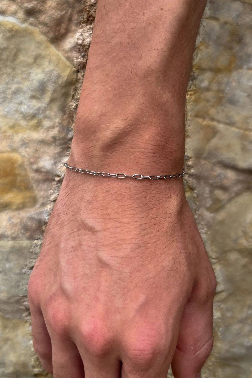 Outrage London Outrage London Men's Silver Personalised Thin Paper Clip Bracelet - 4