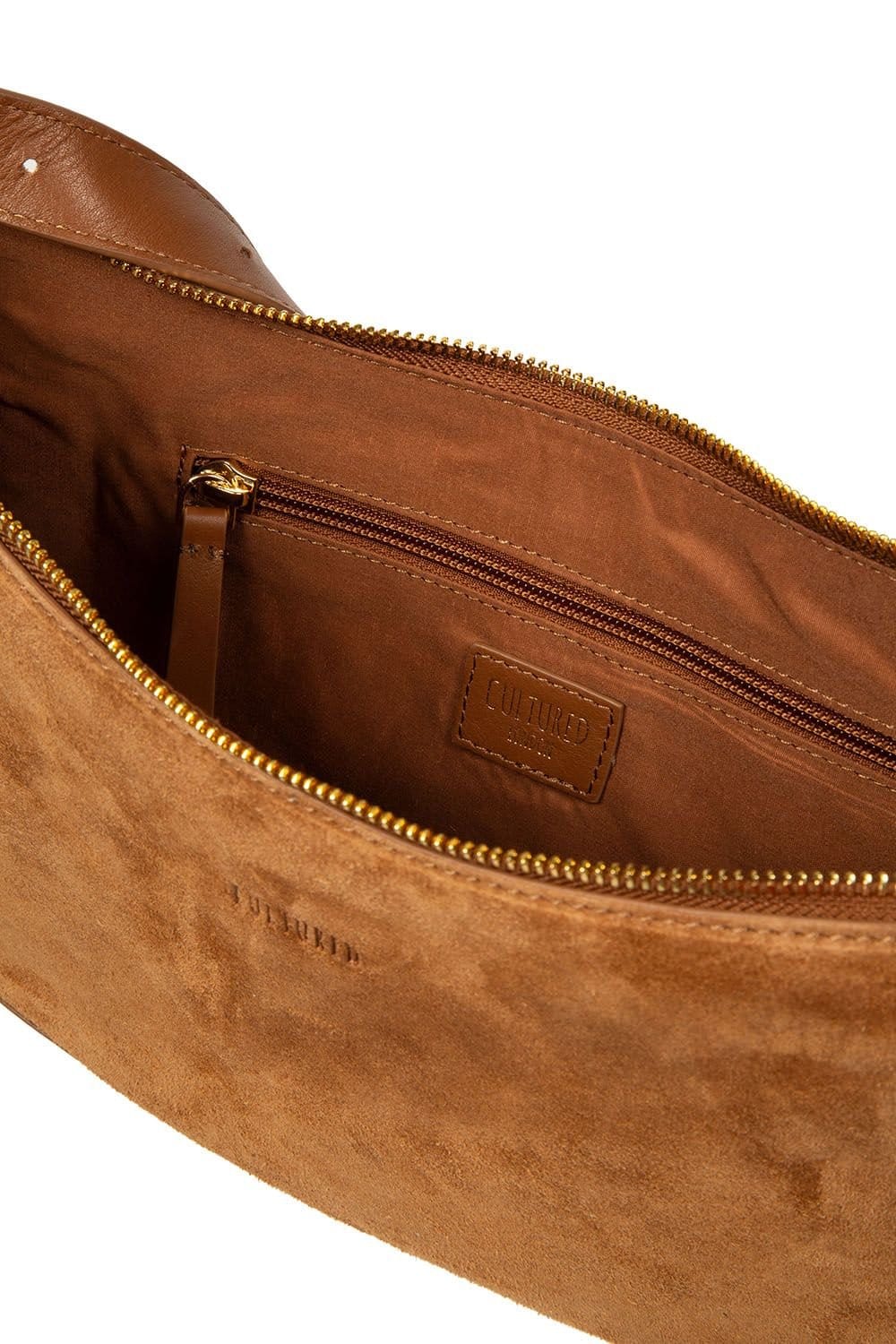 Cultured London Cultured London Women's 'Carine' Suede Cross Body Bag in Tan - 4