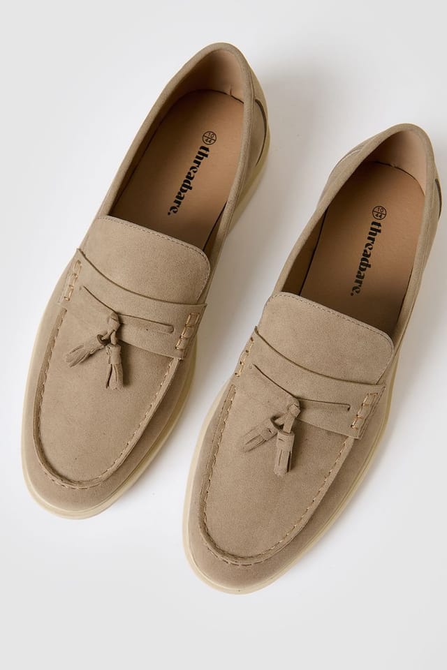 Threadbare threadbare Men's Faux Suede Tassel Loafers in Beige - 3
