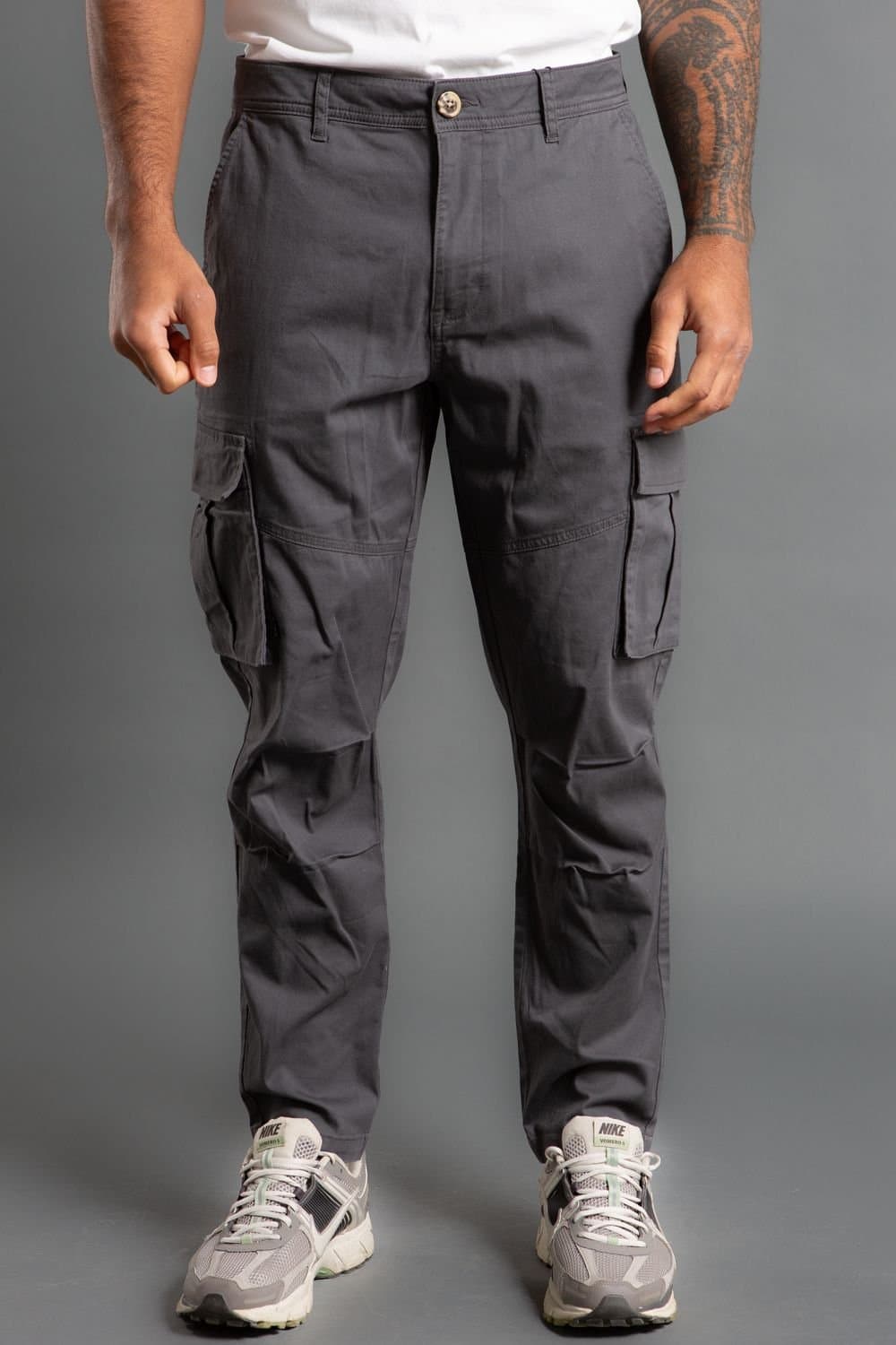 Tokyo Laundry Tokyo Laundry Dark Grey Cotton Twill Cargo Trousers