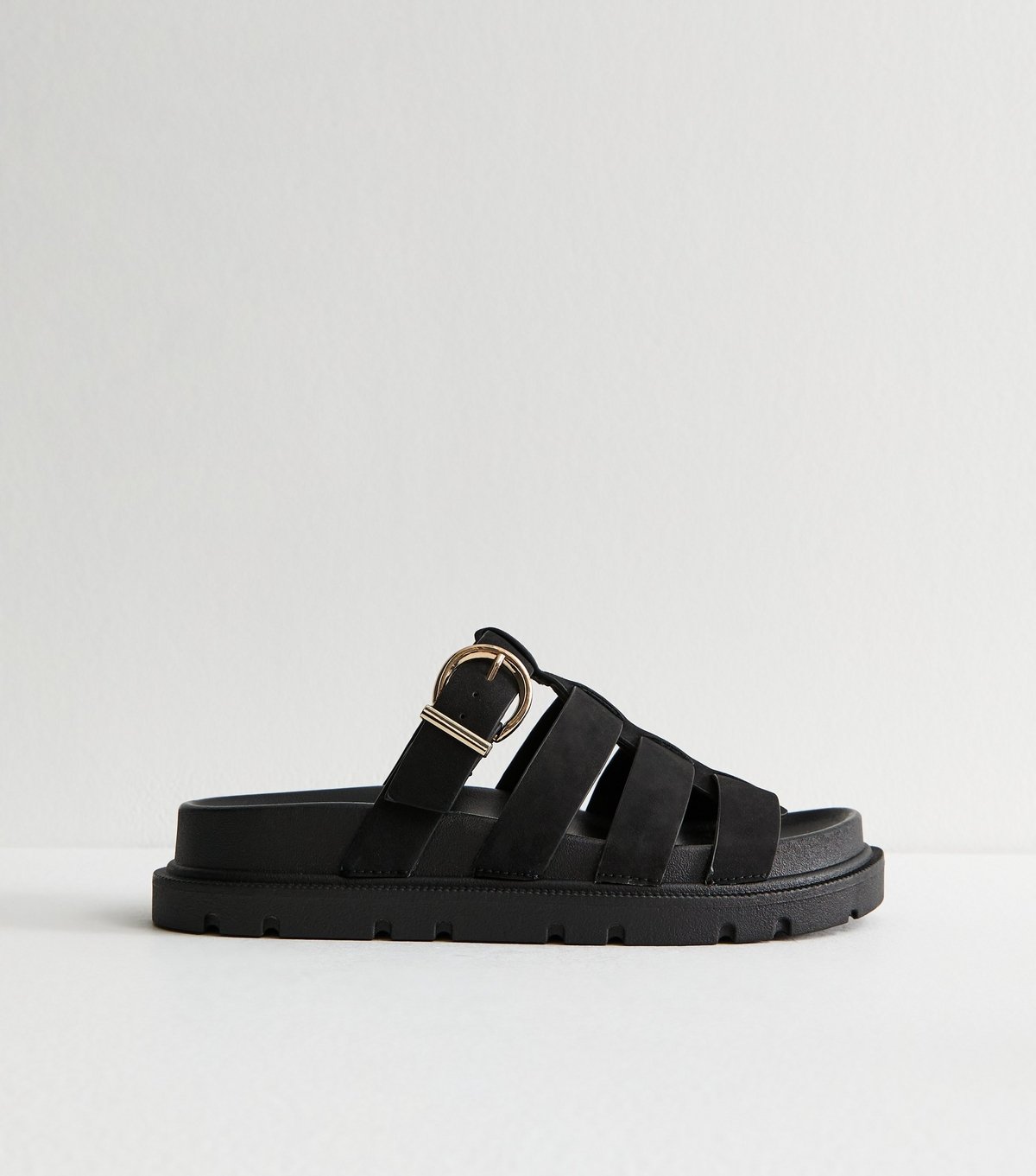 New Look Women's Black Faux Suede Gladiator Mule Sandals Vegan New Look - 1