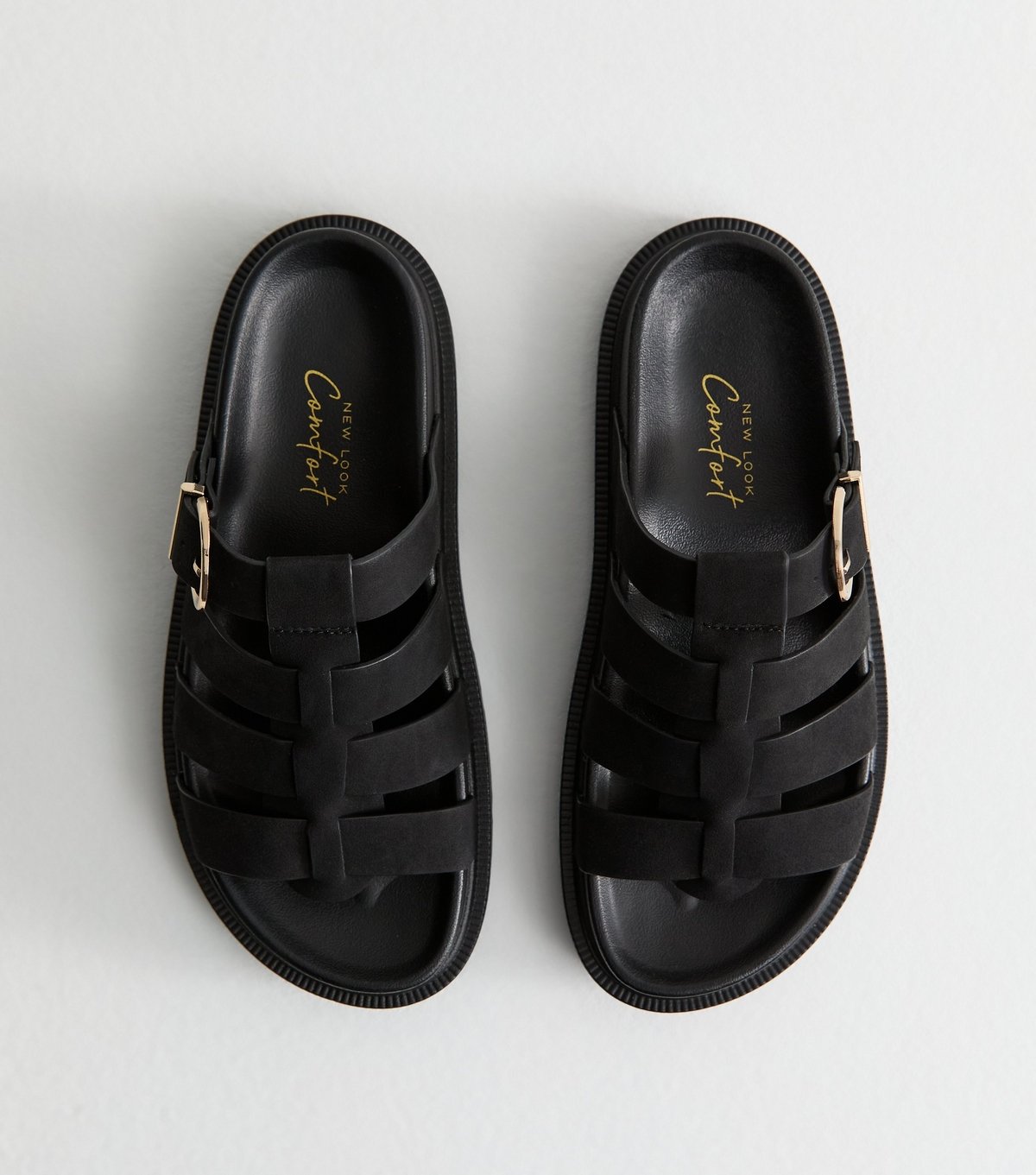 New Look Women's Black Faux Suede Gladiator Mule Sandals Vegan New Look - 3