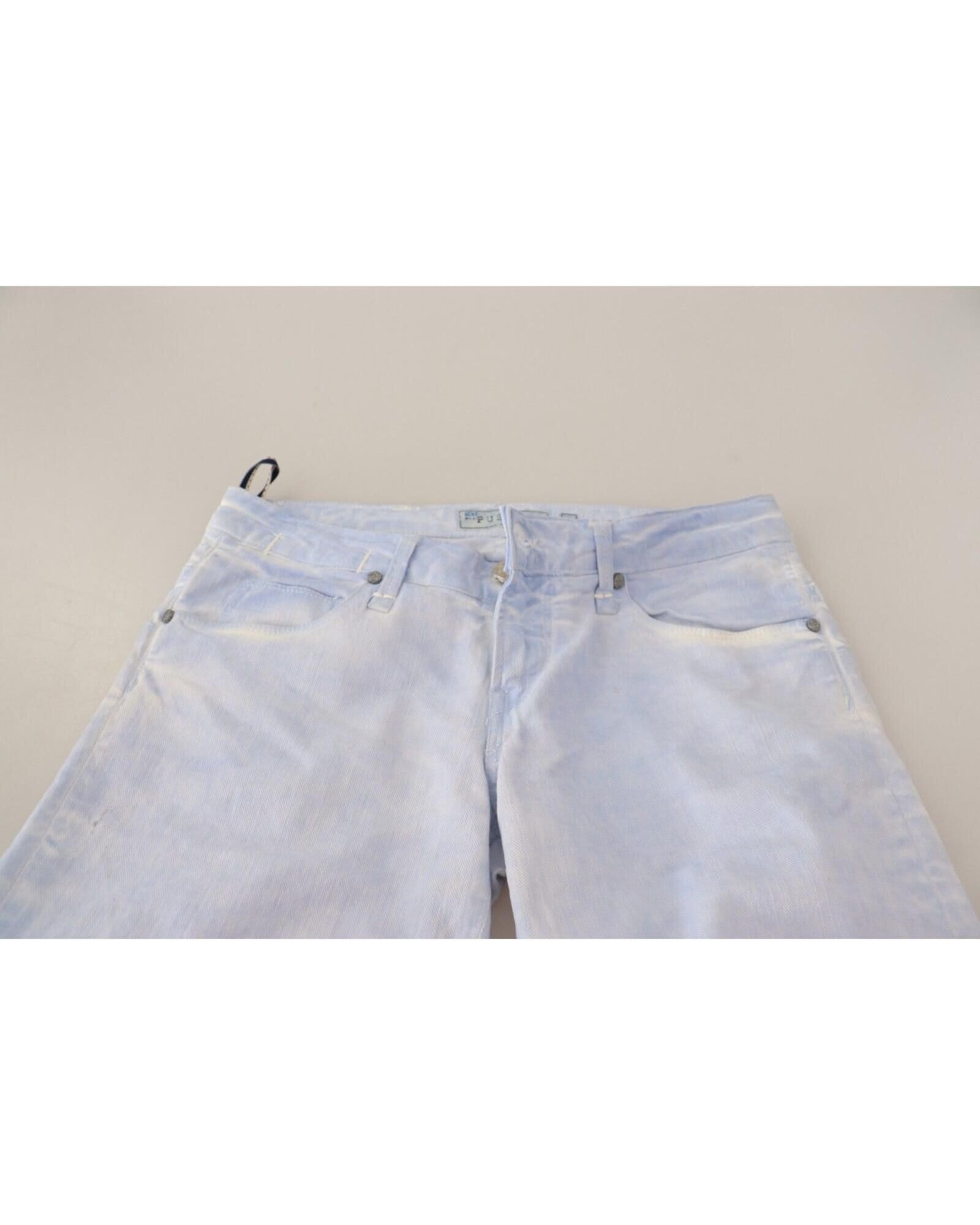 Acht Acht Women's Blue Washed Cotton Denim Low Waist Loose Fit Trousers Jeans - 4