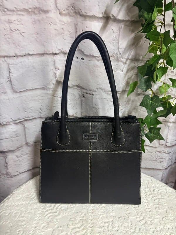 OSPREY LONDON Osprey London BNWOT Black Genuine Grain Leather Hand/Shoulder Tote Bag