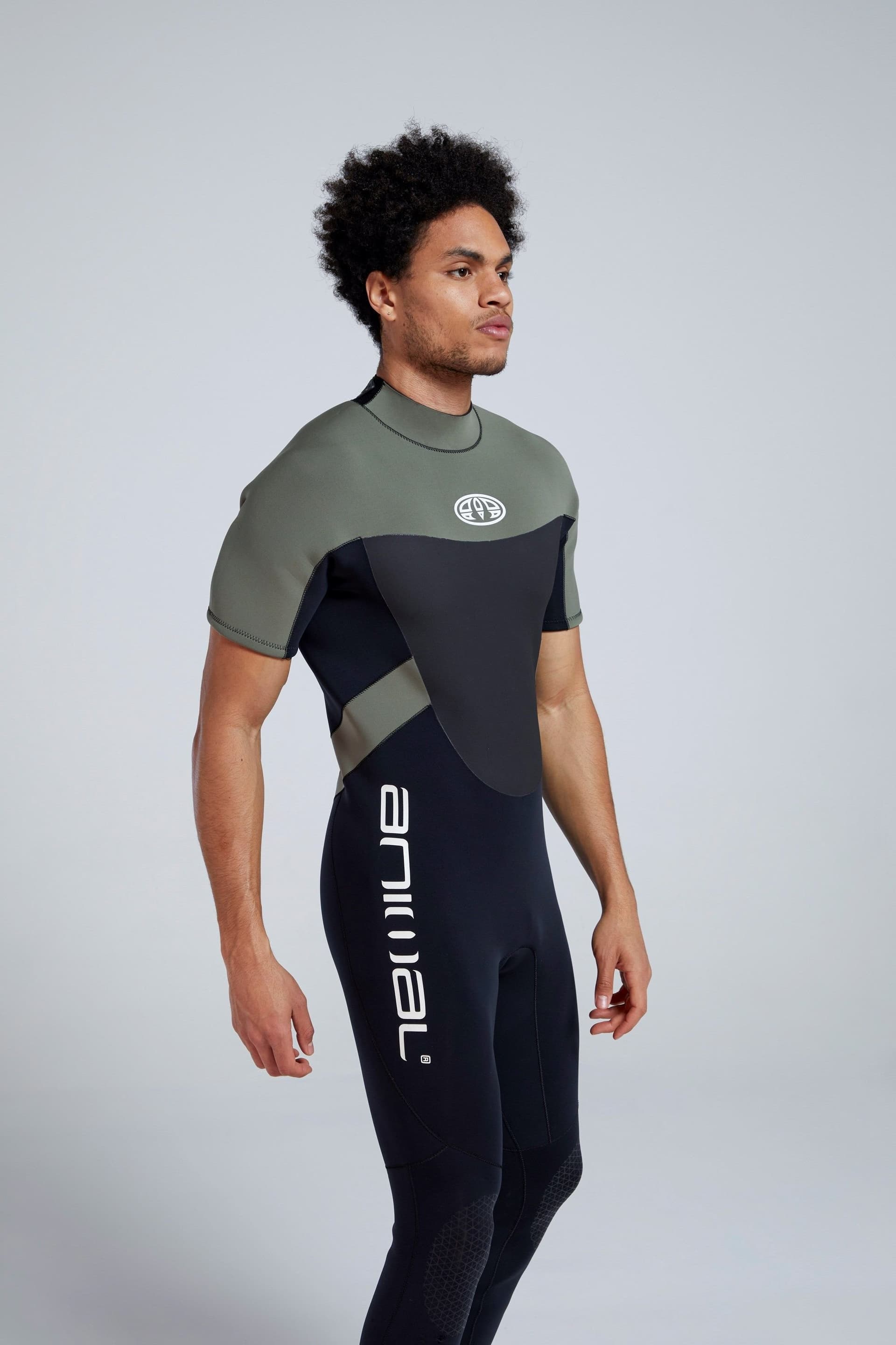 Animal Animal Men's 'Logan' Lightweight Thick Stretchy Short Sleeve Back Zip Full Wetsuit in Black