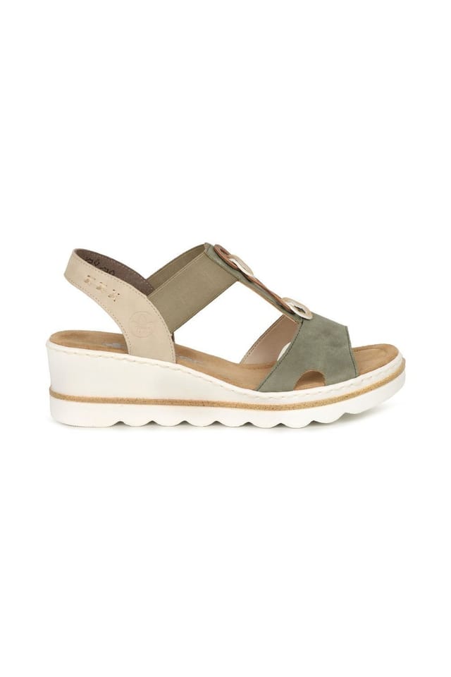 Rieker Rieker Women's 'Medal' Wedge Heel Sandals in Khaki - 3