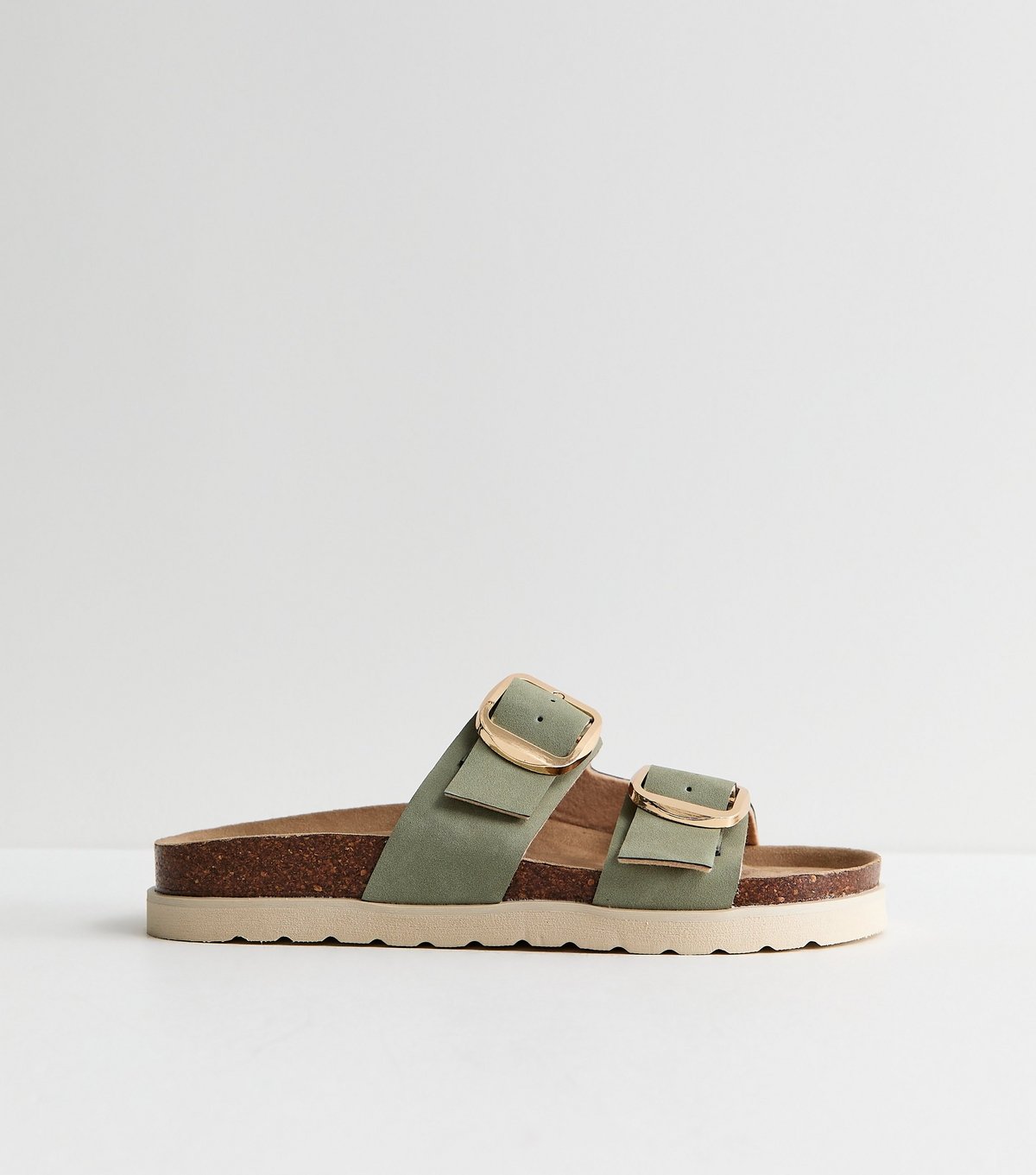 New Look Women's Mink Green Cork Sole Double Strap Mule Sandals Vegan New Look - 3