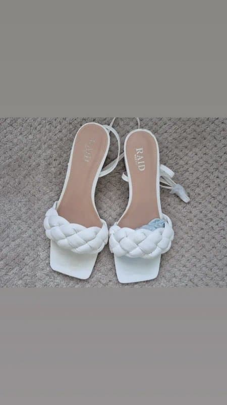 New Look White leather tie sandals