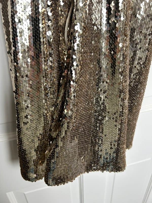 ASOS ASOS Gold Sequin Cowl Neck Midi Dress Size 10