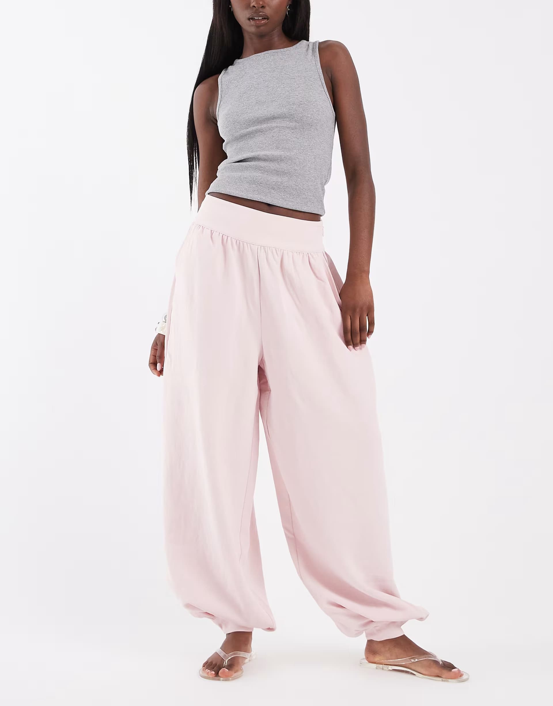 ASOS ASOS DESIGN tailored cuffed hem balloon trousers in pink