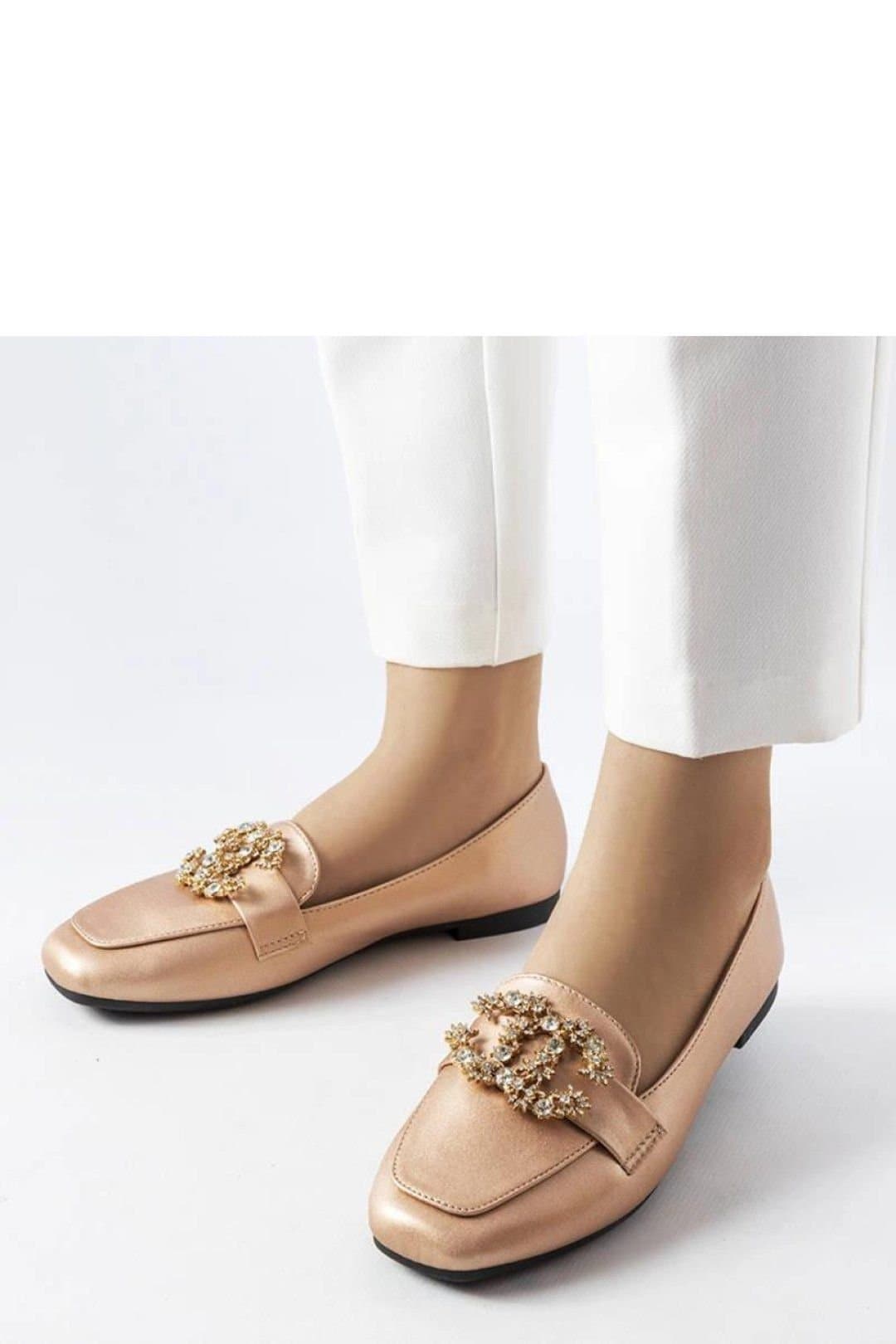 Love Lace Love Lace Women's Elegant Gold Zircon Slip On Moccasins with Synthetic in Copper