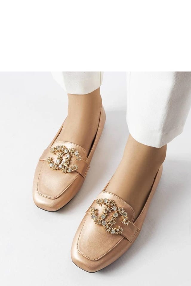 Love Lace Love Lace Women's Elegant Gold Zircon Slip On Moccasins with Synthetic in Copper - 3