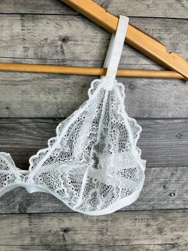 ASOS ASOS Design Rosie Bra Bralette Size UK 14 DD/E White Lace Fuller Bust Triangle