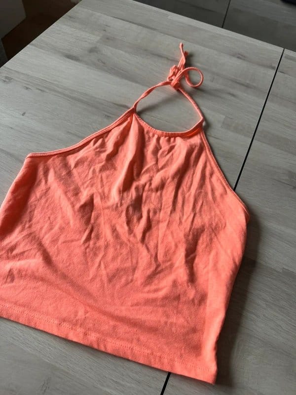 ASOS Coral Halterneck Mesh Top