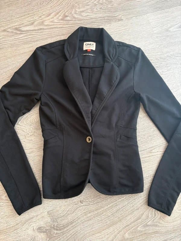 ONLY Y2K Black Fitted Blazer Jacket XS 2000s Indie Sleaze Only Siren Stretch Tailored Blazer