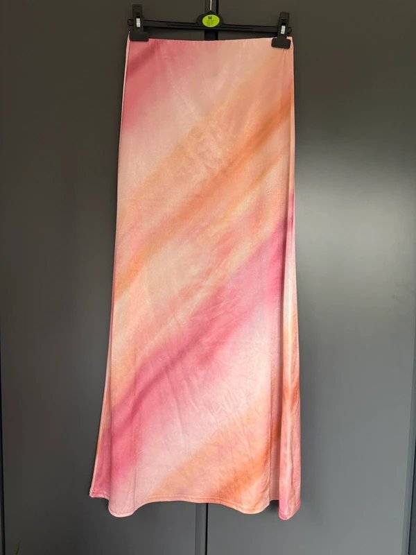 ASOS Design Pink rainbow satin midi/maxi skirt - 1
