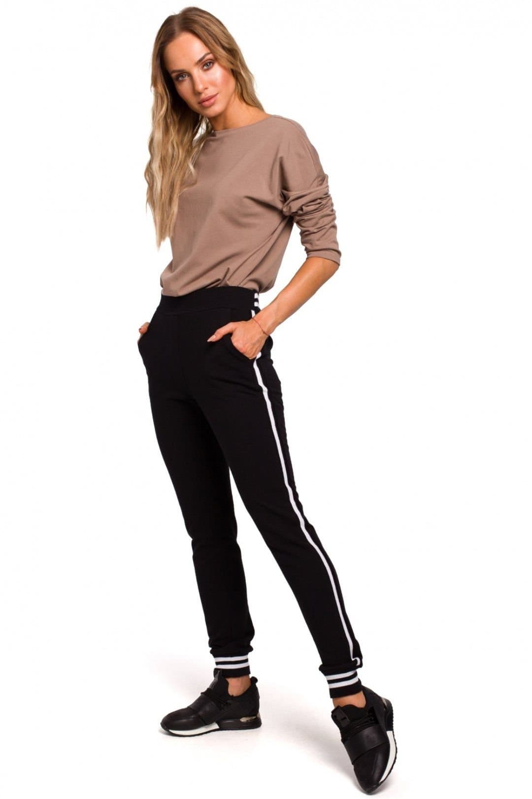 Love Lace Love Lace Women's Fashionable Jogger Trousers with Contrast Cuffs in Black
