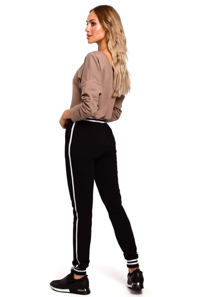 Love Lace Love Lace Women's Fashionable Jogger Trousers with Contrast Cuffs in Black - 2