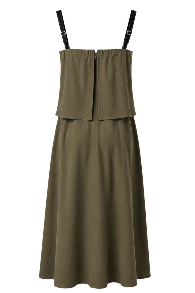 MixRay MixRay Women's Sleeveless A-line Maxi Dress With Square Neckline in Khaki - 3