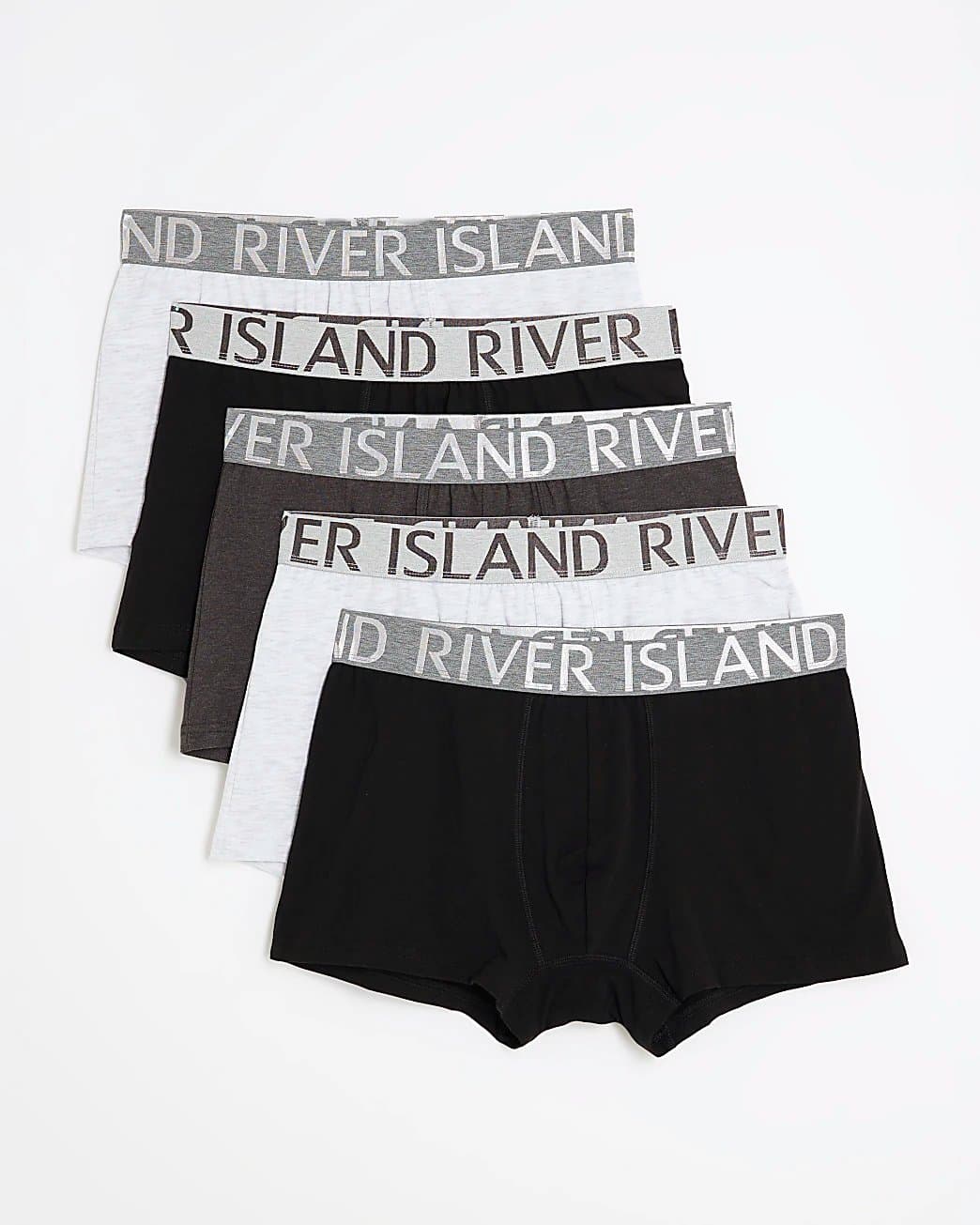 River Island Mens River Island Grey Metallic Mix Pack Of 5 Trunks