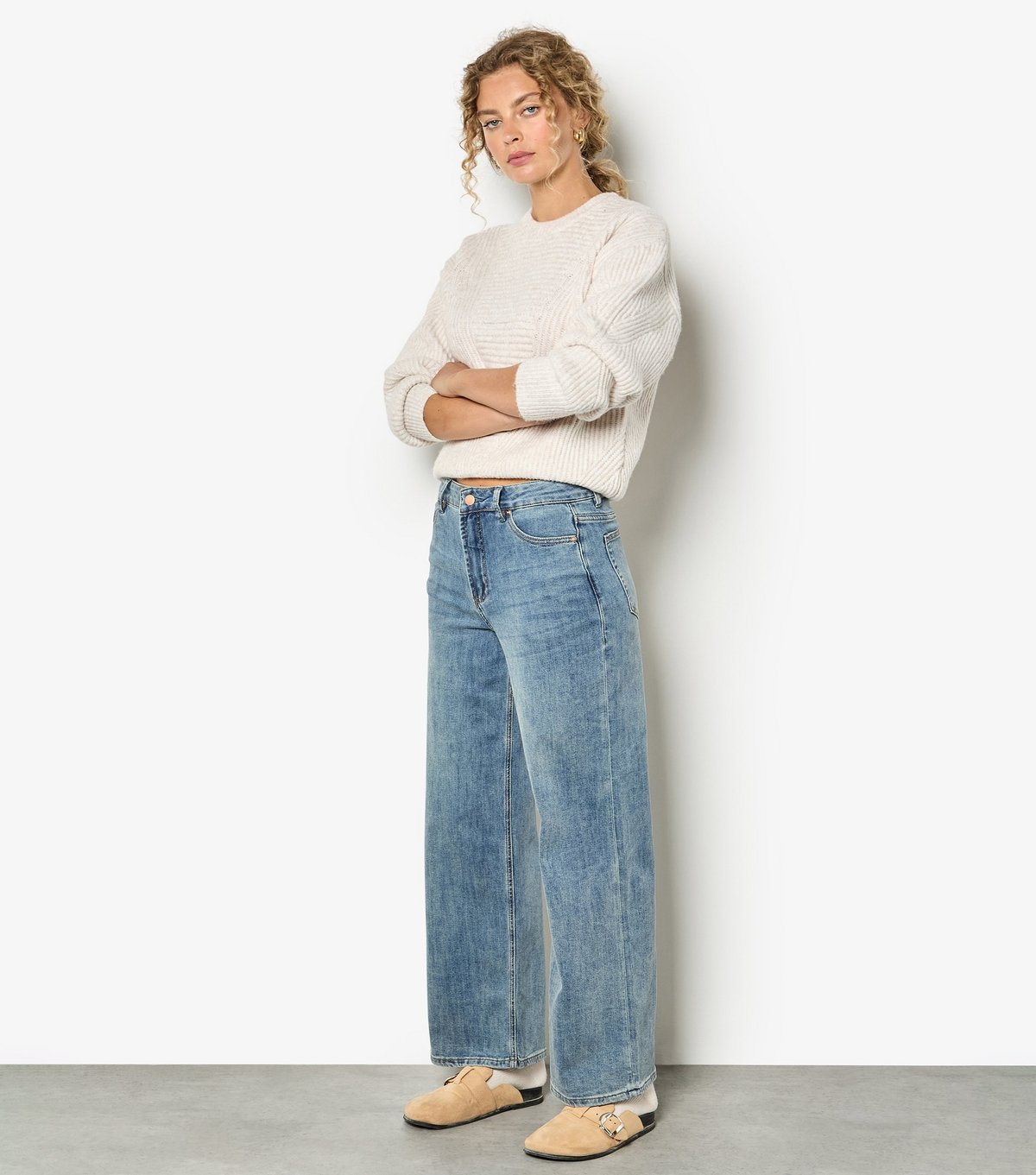 Apricot Women's Stone Waffle & Chunky Knit Jumper Apricot New Look - 2