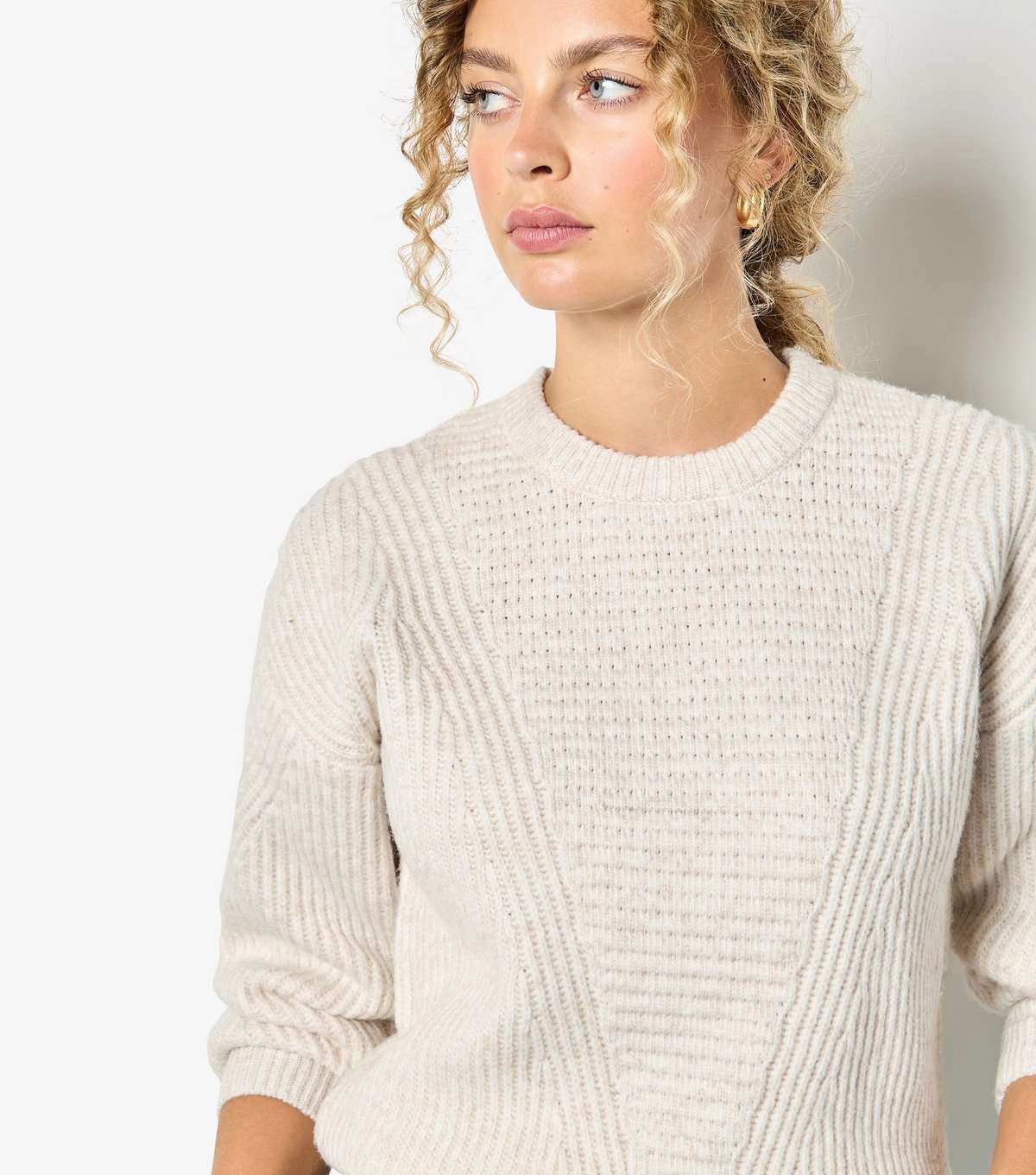 Apricot Women's Stone Waffle & Chunky Knit Jumper Apricot New Look - 4