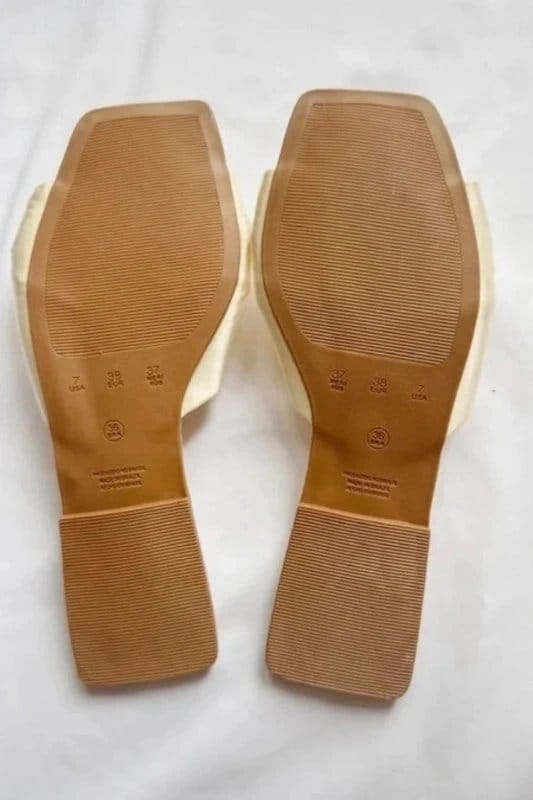 ASOS ASOS Cream Satin Knot Mule Slides Sliders Flat Square Toe Sandals Chic Wedding Luxe UK 5 - 1