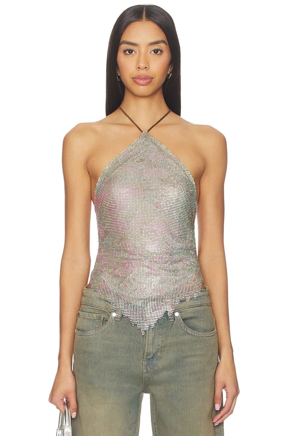 revolve Crystal Chainmail Halter Top