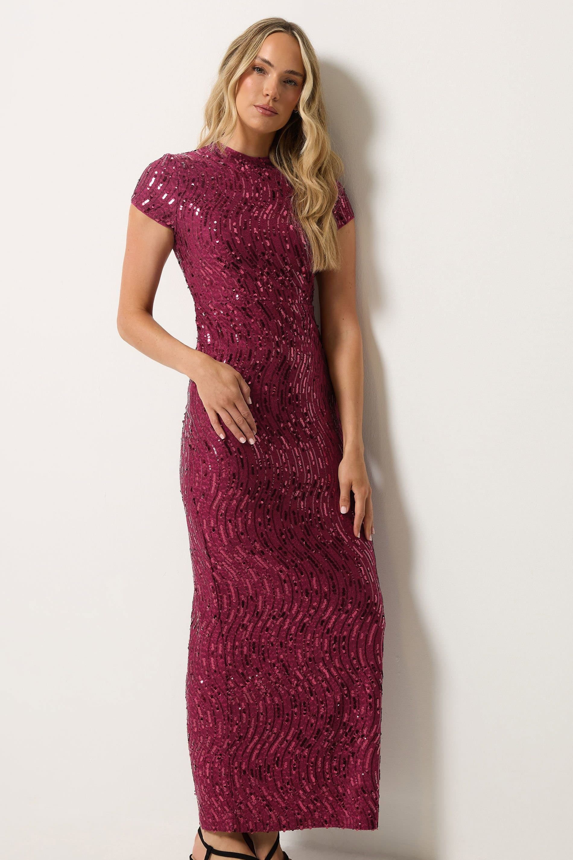 Long Tall Sally Long Tall Sally Women's Tall Sequin Maxi Dress in Red