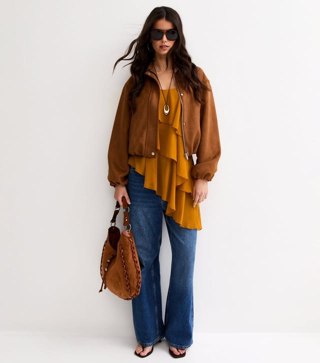 New Look Women's Burnt Orange Chiffon Asymmetric Ruffled Cami New Look - 3