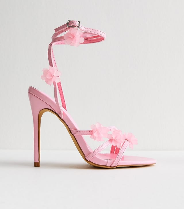 Public Desire Women's Pink Enid Floral Charm Strappy Sandals Public Desire New Look - 3