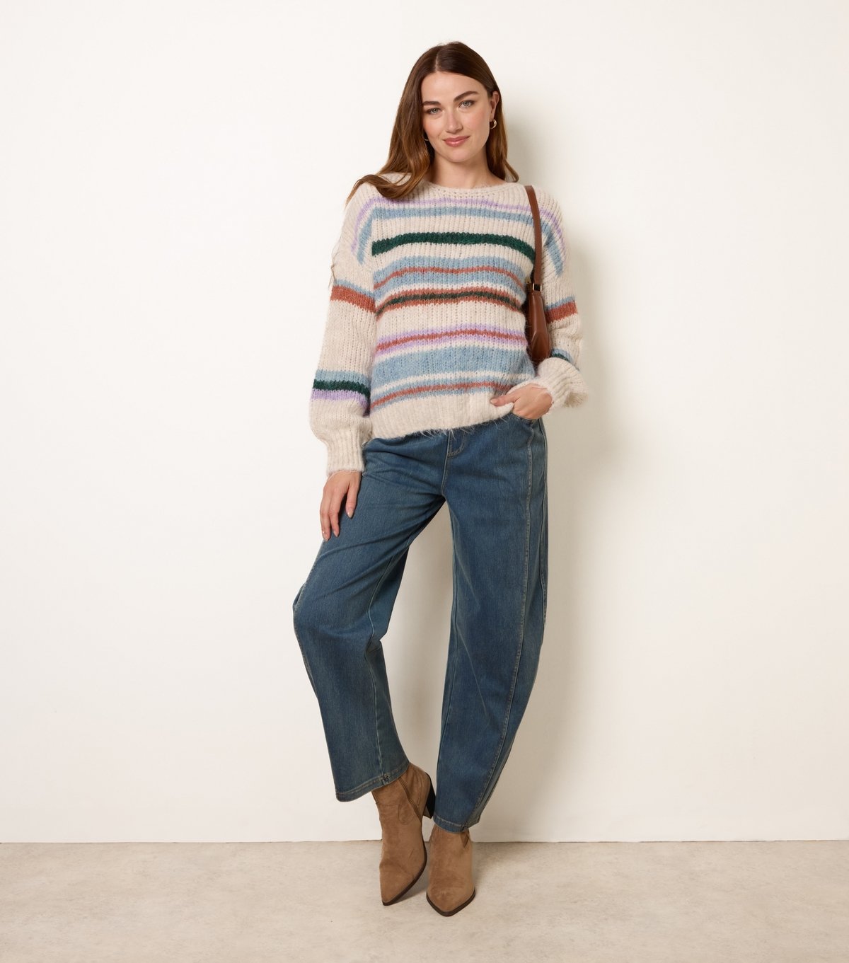 Blue Vanilla Women's Off White Striped Knitted Jumper Blue Vanilla New Look - 2